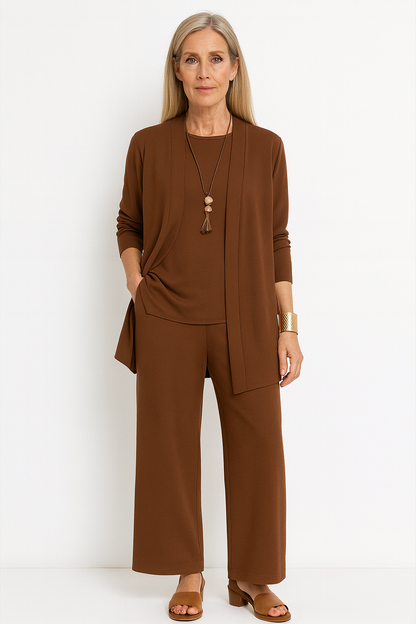 Eulalie | Three Piece Vest & Wide Leg Pants Set