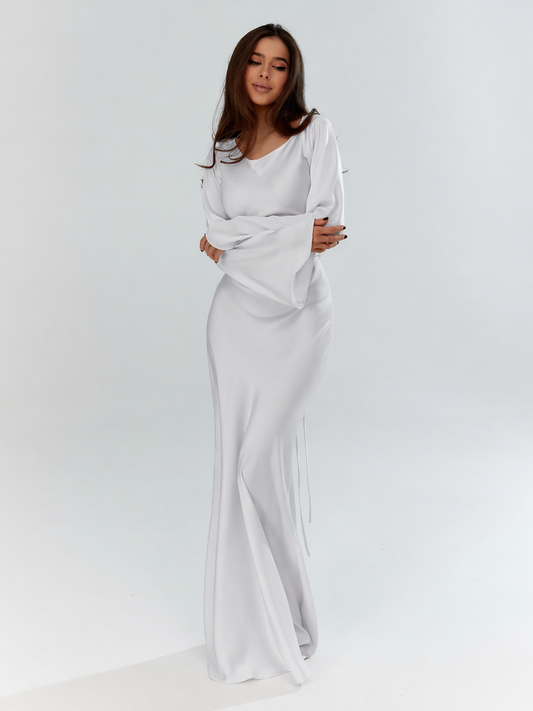 Seravelle | Satin Long Sleeve Maxi Dress