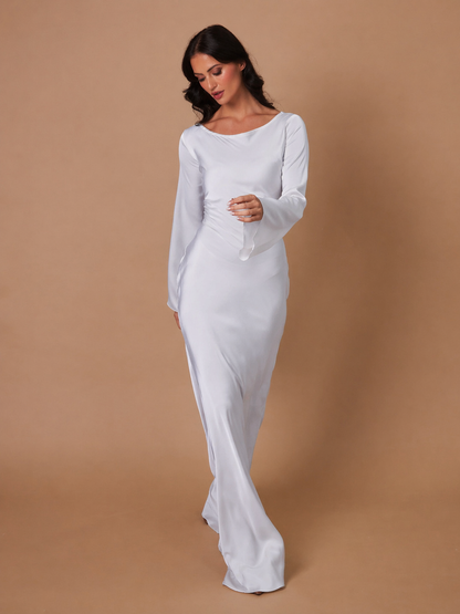Seravelle | Satin Long Sleeve Maxi Dress