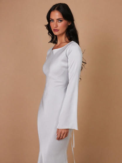 Seravelle | Satin Long Sleeve Maxi Dress