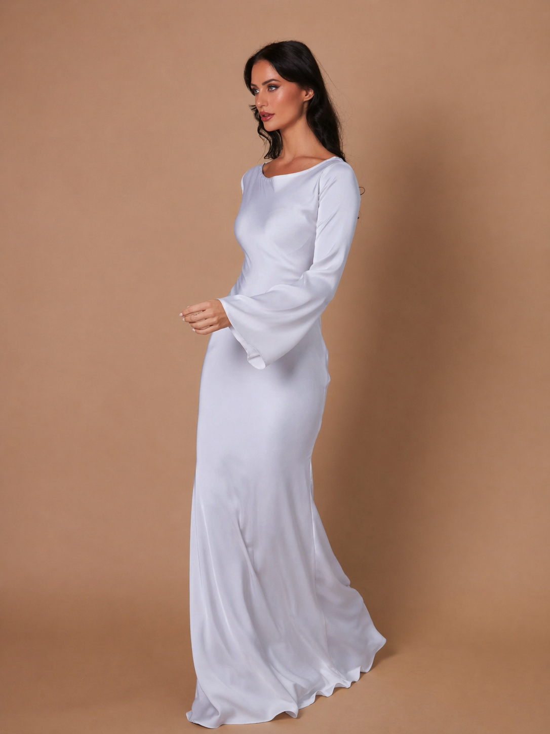 Seravelle | Satin Long Sleeve Maxi Dress