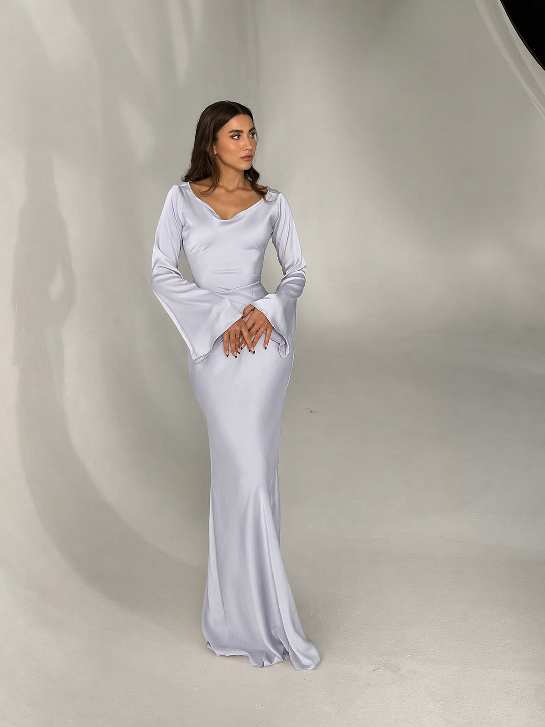 Seravelle | Satin Long Sleeve Maxi Dress