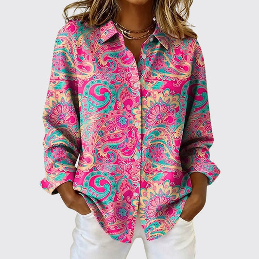 Perrine | Paisley Print Button-Up Blouse