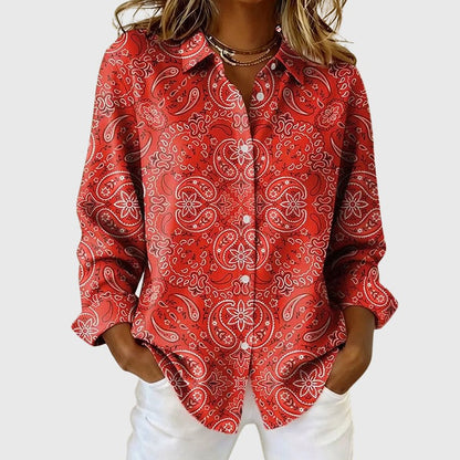Perrine | Paisley Print Button-Up Blouse