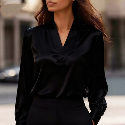 Clélia | V-Neck Satin Blouse