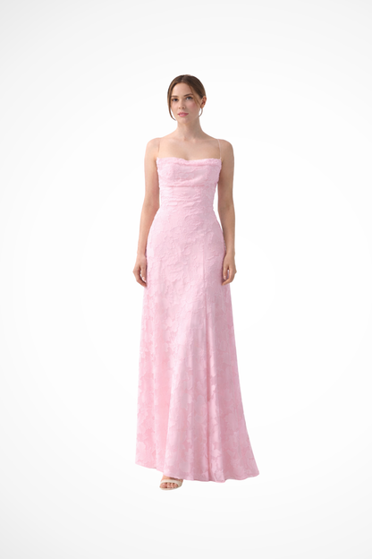 Iris | Floral Jacquard Wedding Guest Maxi Dress