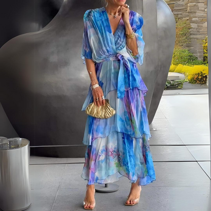 Orlena | Draped V-Neck Midi Dress