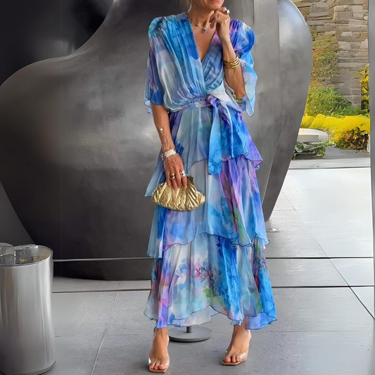 Rosalind | Draped V-Neck Midi Dress