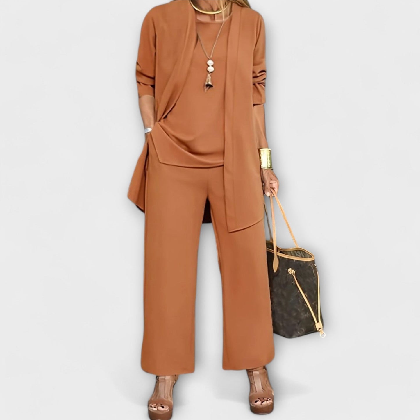 Theadora | Three Piece Cardigan & Pants Set