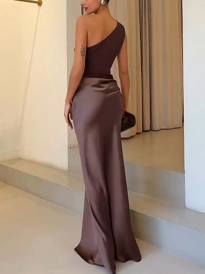 Zafira | One-Shoulder Pleated Wedding Guest Maxi Dress