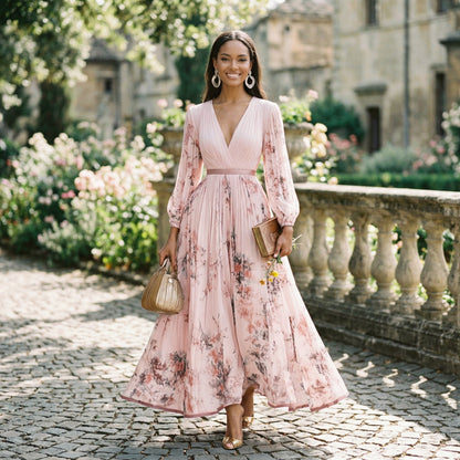 Dahlia | Floral Print Long-Sleeve Maxi Dress