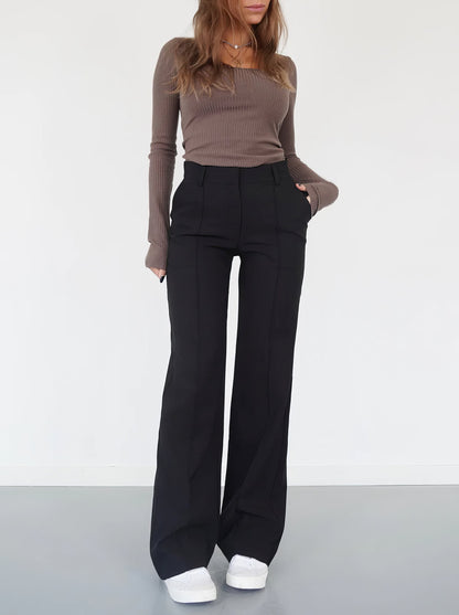 Elsa | Double-Waistband Wide-Leg Pants