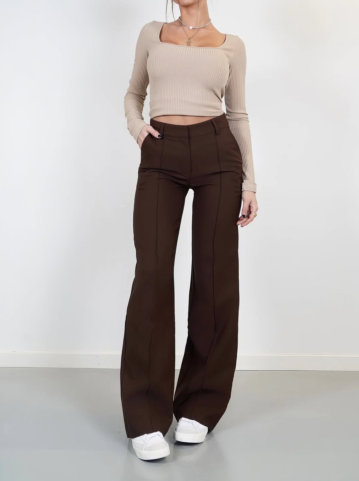 Elsa | Double-Waistband Wide-Leg Pants