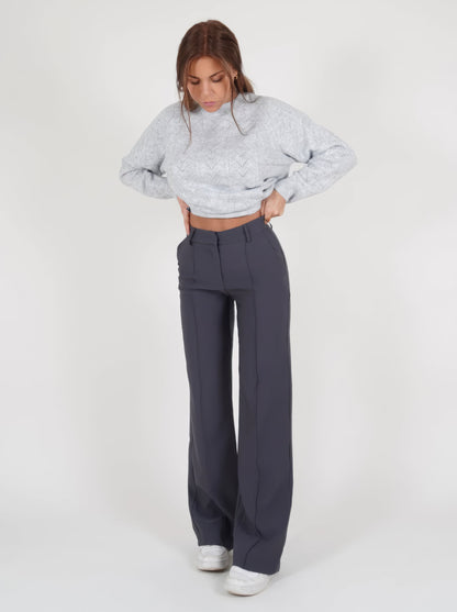 Elsa | Double-Waistband Wide-Leg Pants