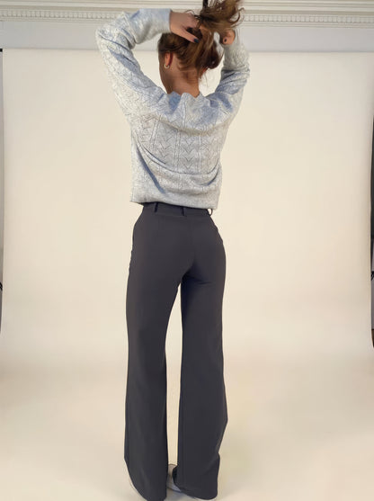Elsa | Double-Waistband Wide-Leg Pants