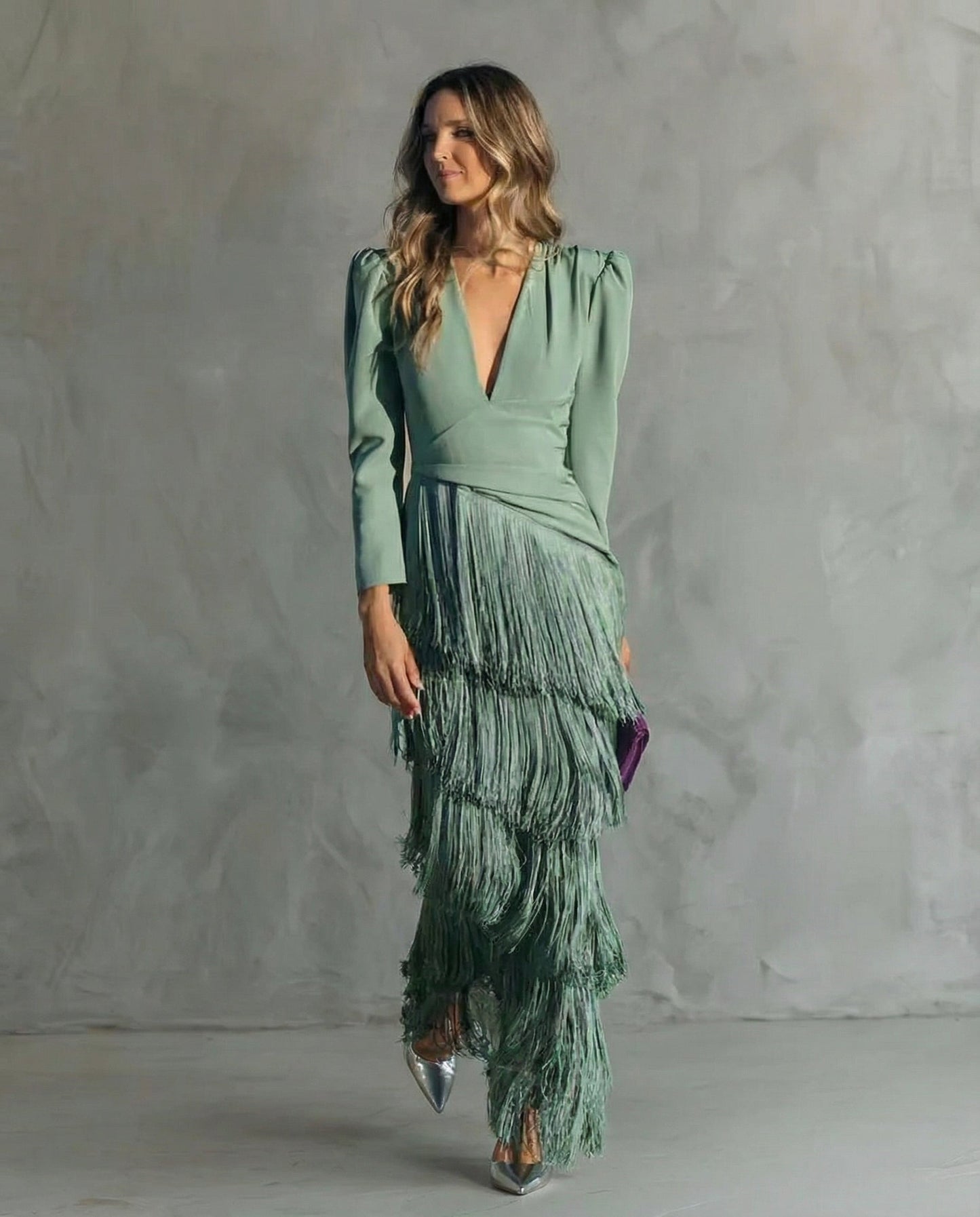 Greta | Fringe-Sleeve Midi Dress