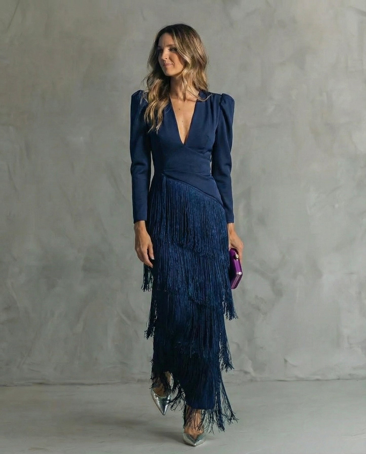 Greta | Fringe-Sleeve Midi Dress
