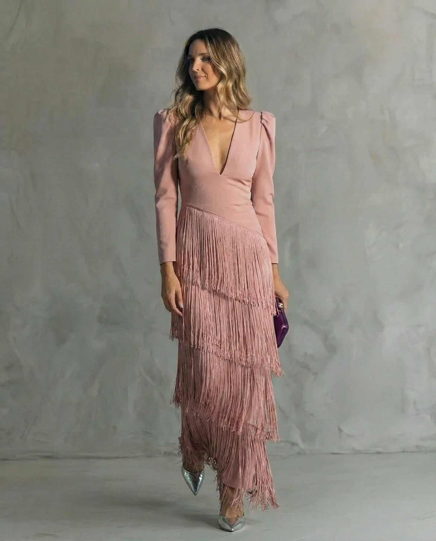 Greta | Fringe-Sleeve Midi Dress