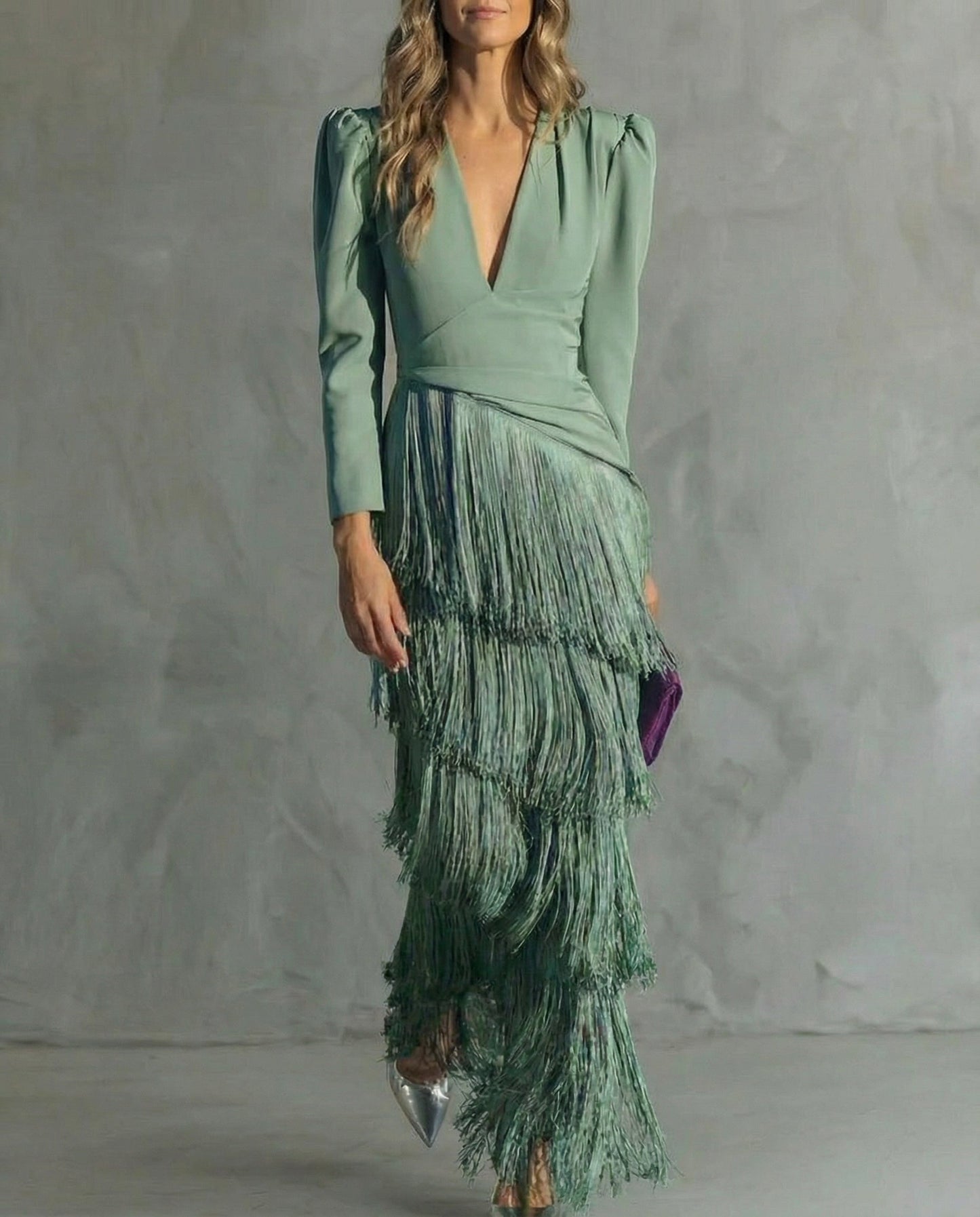 Greta | Fringe-Sleeve Midi Dress