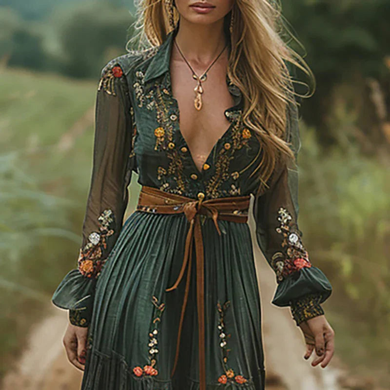 Madeleine | Embroidered V-Neck Maxi Dress