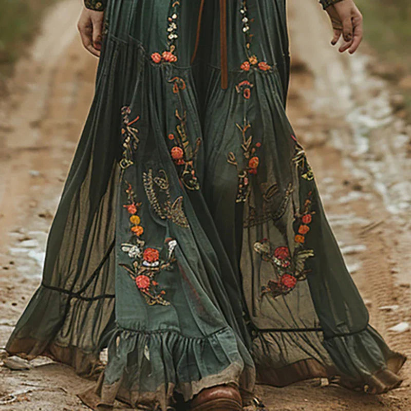 Madeleine | Embroidered V-Neck Maxi Dress