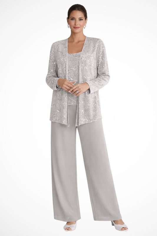 Bexhill | Sequin Jacket, Top & Wide-Leg Trouser Set