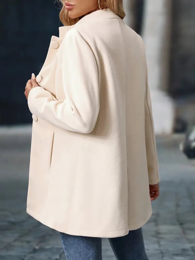 Halina | Stand-Collar Wool Blend Midi Coat