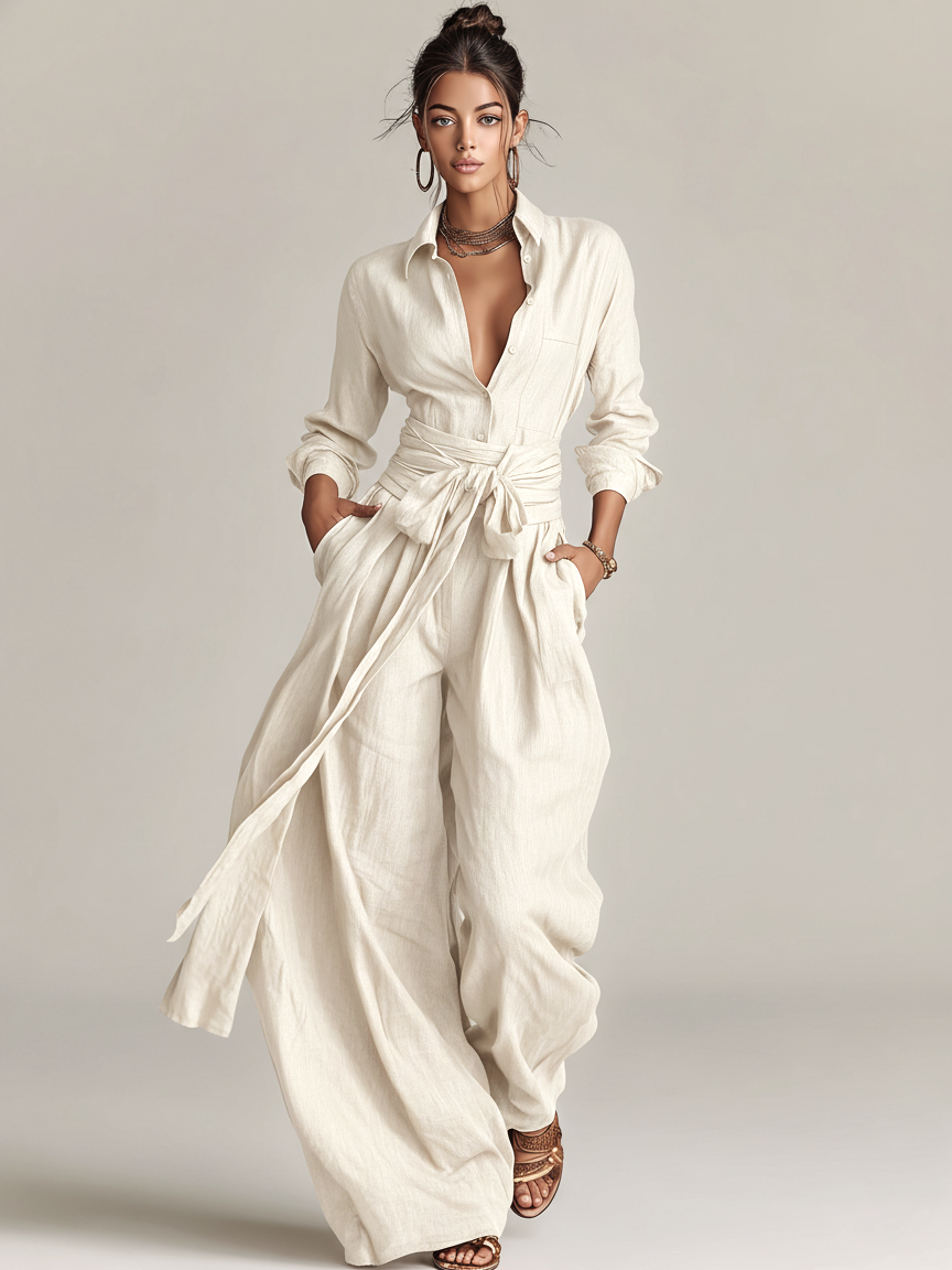 Sutton | Long-Sleeve Wide-Leg Jumpsuit