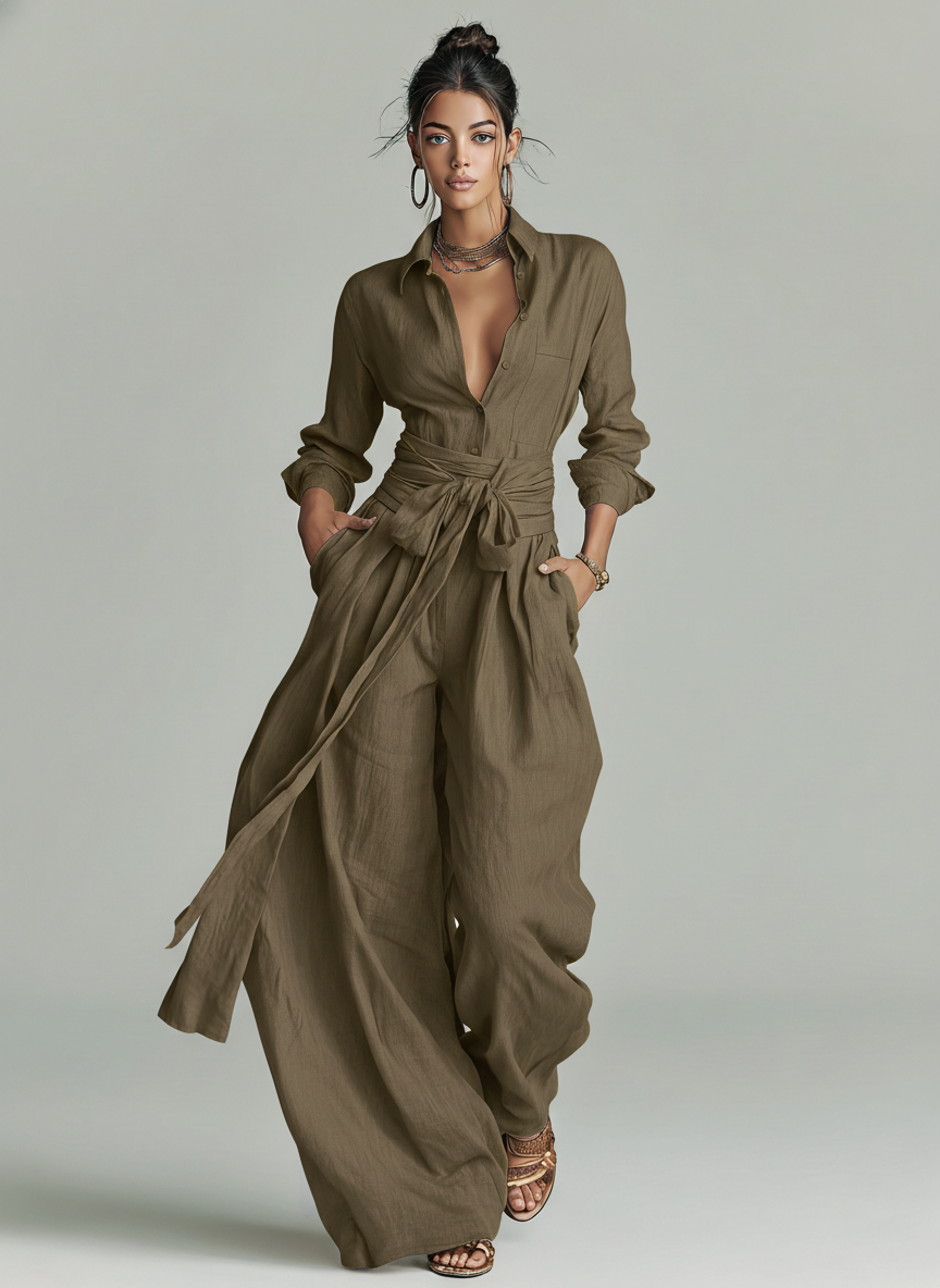 Sutton | Long-Sleeve Wide-Leg Jumpsuit