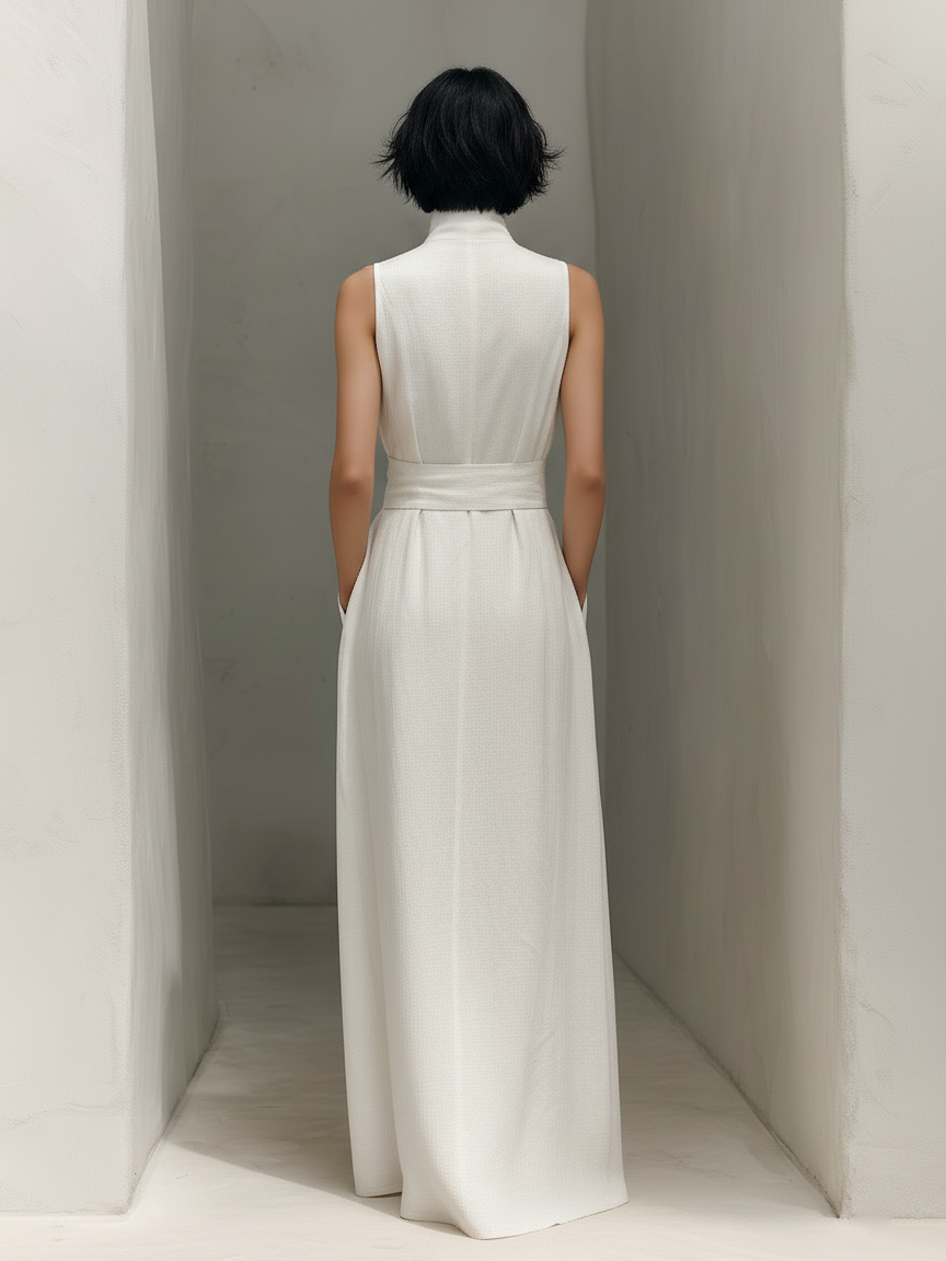 Genevieve | Belted Sleeveless Maxi Dress