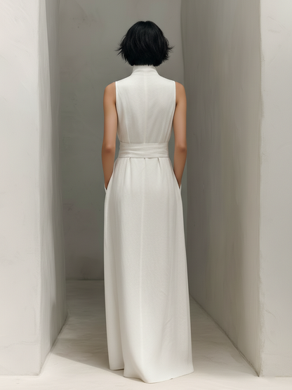 Genevieve | Belted Sleeveless Maxi Dress