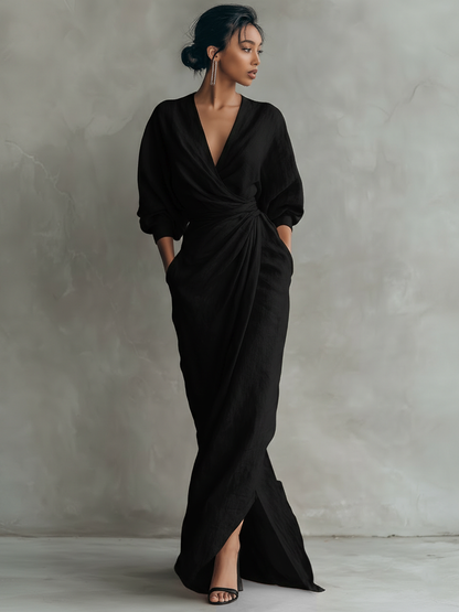 Estelle | V-Neck Minimalist Maxi Dress