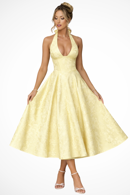 Arabella | Halter A-Line Midi Dress
