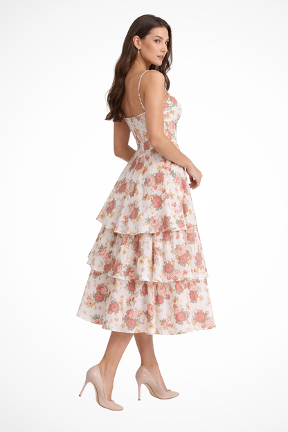 Aurelia | Floral Corset Midi Dress