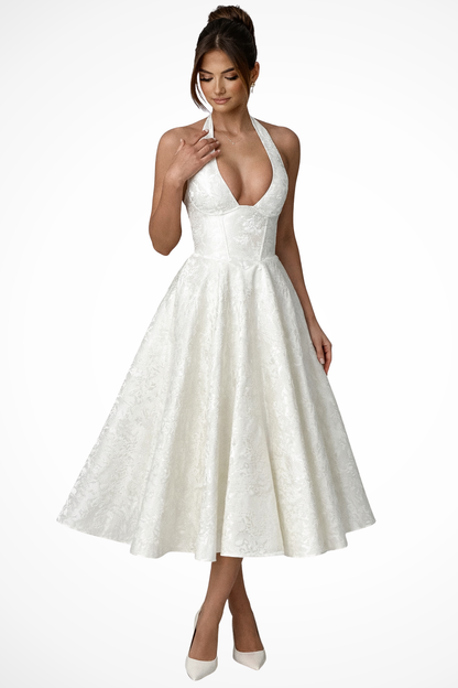Arabella | Halter A-Line Midi Dress