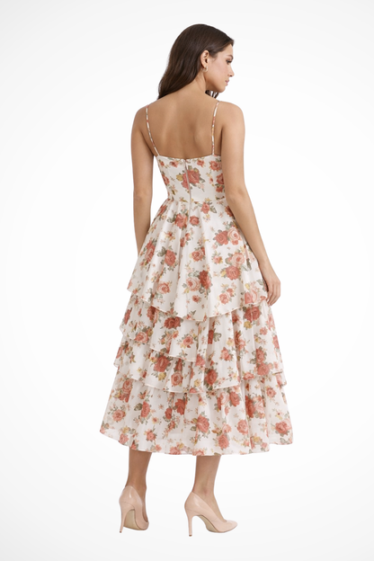 Aurelia | Floral Corset Midi Dress