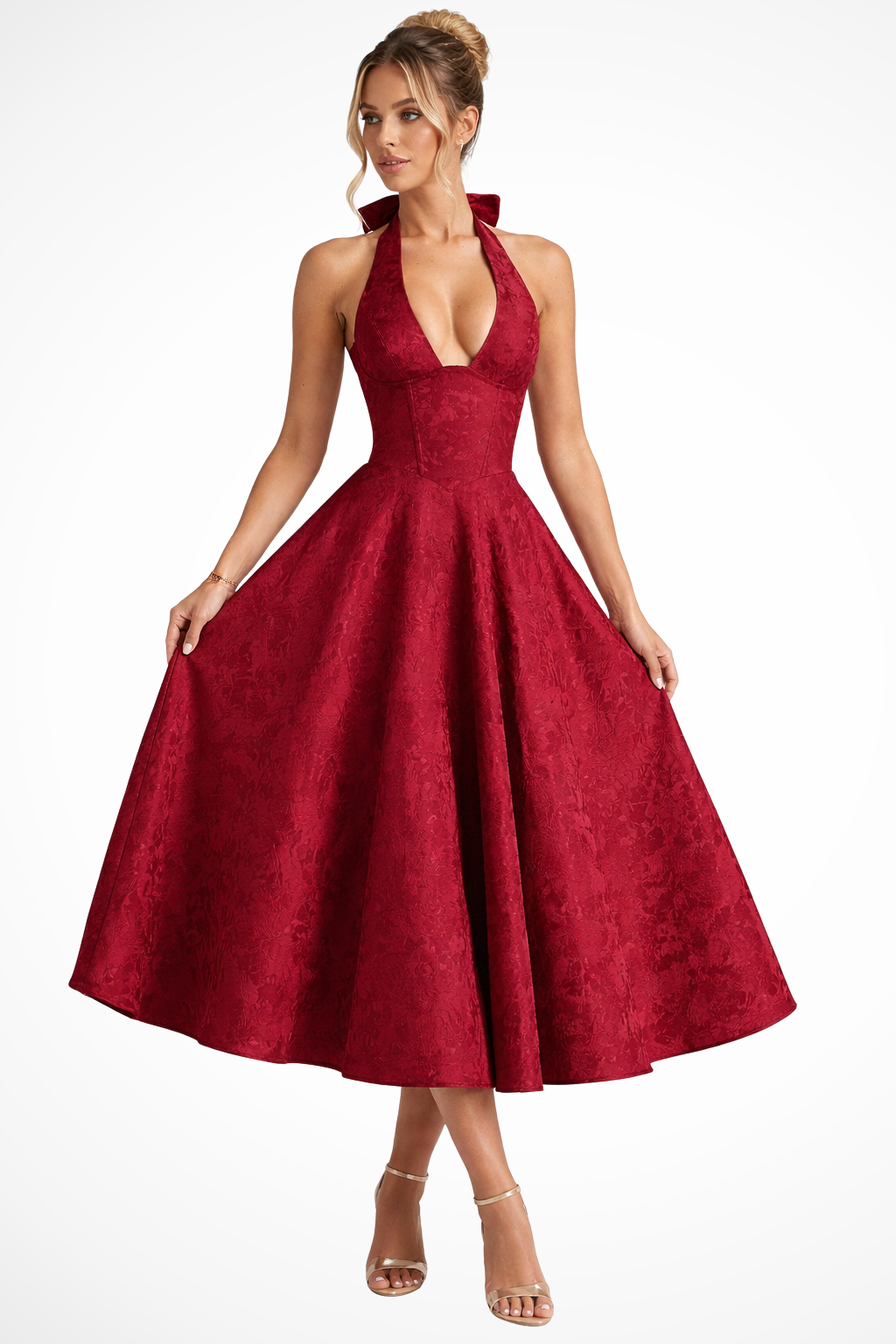 Arabella | Halter A-Line Midi Dress