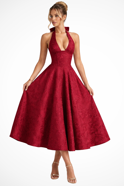 Arabella | Halter A-Line Midi Dress