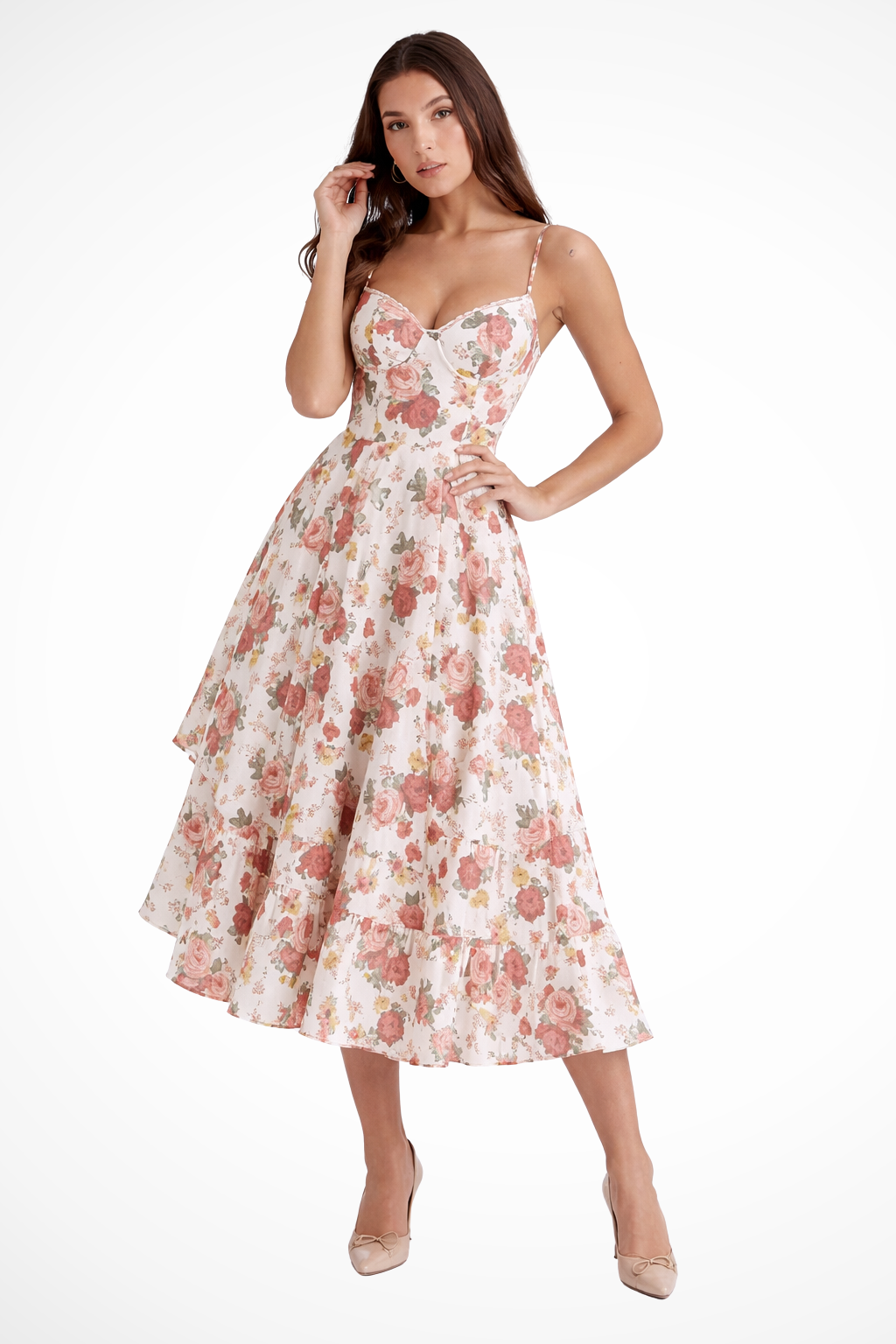 Aurelia | Floral Corset Midi Dress
