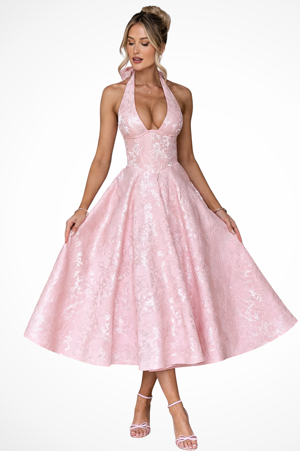 Arabella | Halter A-Line Midi Dress