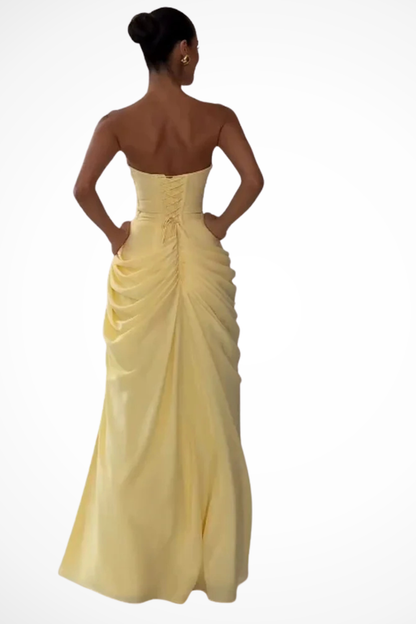 Vivienne | Strapless Draped Evening Maxi Dress