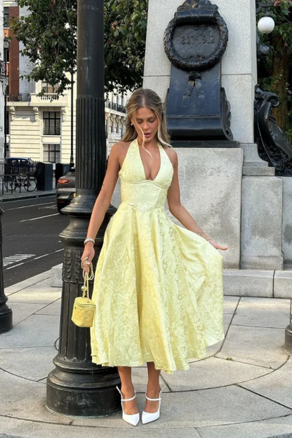Arabella | Halter A-Line Midi Dress