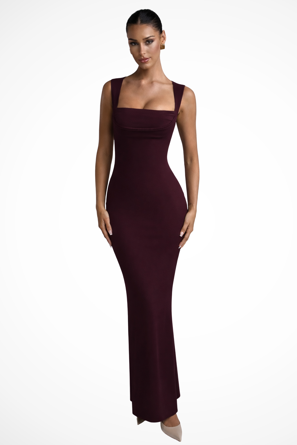 Rosalie | Square Neck Bodycon Evening Maxi Dress