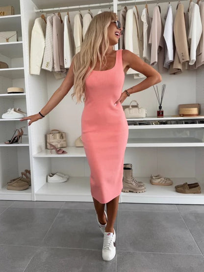 Faye | Ribbed Midi Dress and Cardigan Set