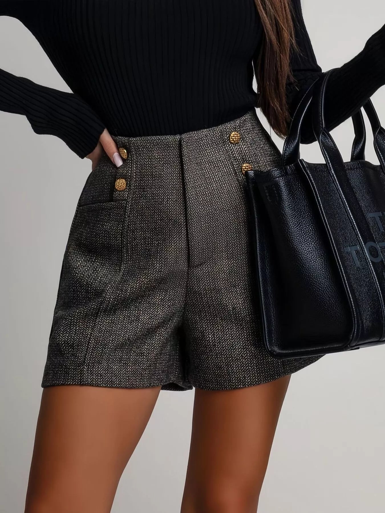 Posy | High-Waisted Tweed Shorts