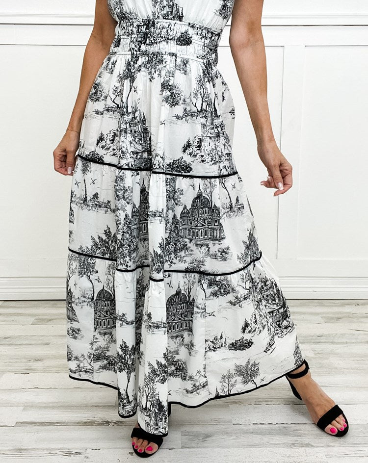 Elviana | Toile Smocked Maxi Dress