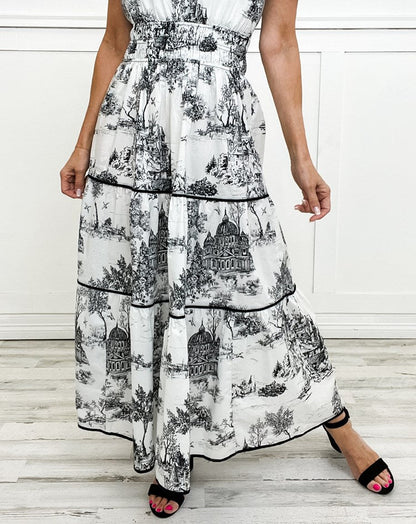 Elviana | Toile Smocked Maxi Dress