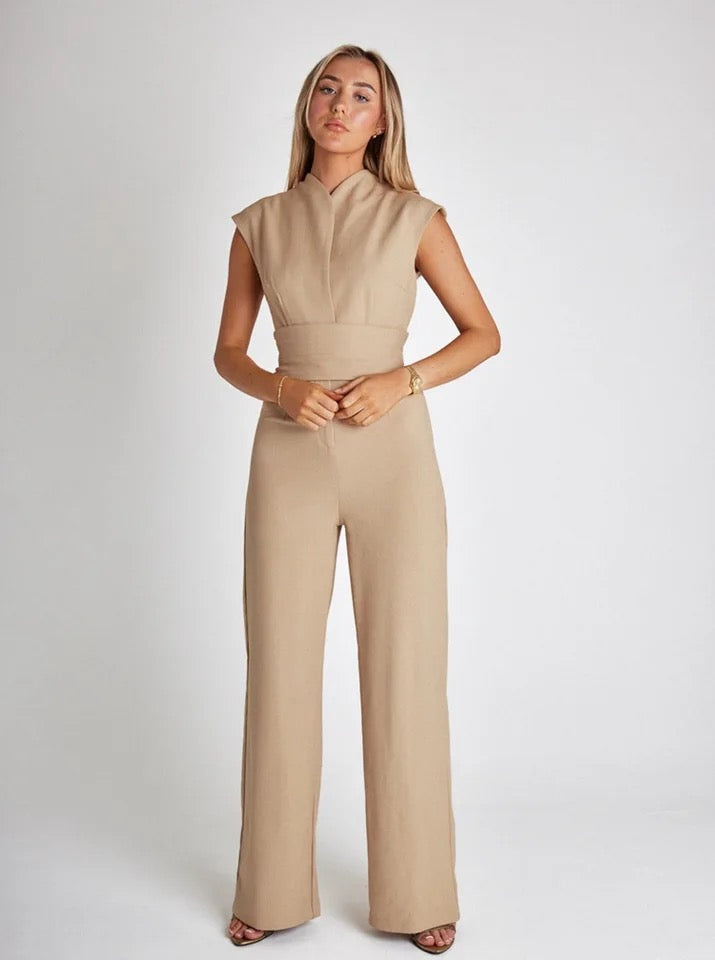 Nadia | Cinched Waist Wide-Leg Jumpsuit