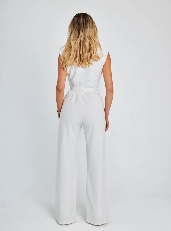Nadia | Cinched Waist Wide-Leg Jumpsuit