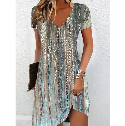 Goldie | Beige Glitter Cocktail Dress